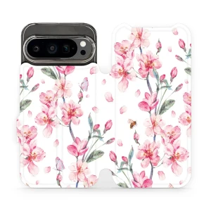 Etui z klapką do Google Pixel 9 Pro, Mobiwear Book, różowa wiosna