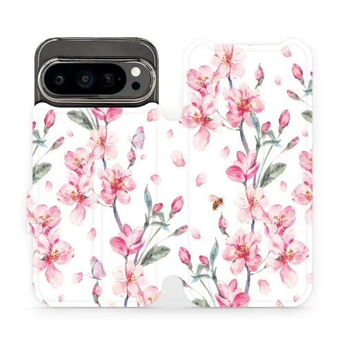 Etui z klapką do Google Pixel 9 Pro, Mobiwear Book, różowa wiosna