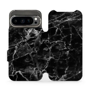 Etui z klapką do Google Pixel 9 Pro, Mobiwear Book, czarny marmur