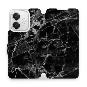 Etui z klapką do Oppo A40, Mobiwear Book, czarny marmur