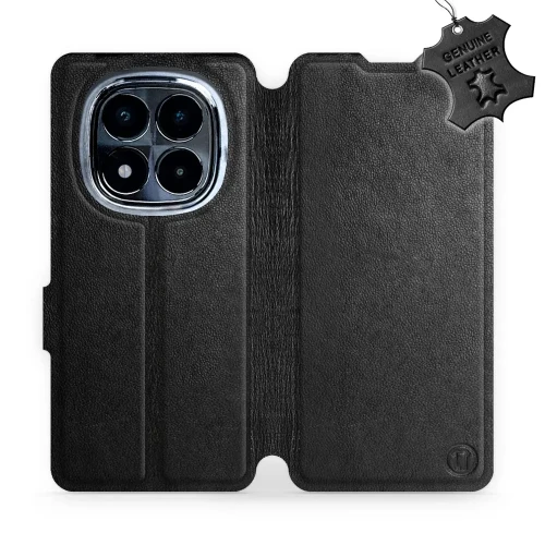 Etui z naturalnej skóry do Xiaomi POCO X7, Mobiwear Leather, czarne