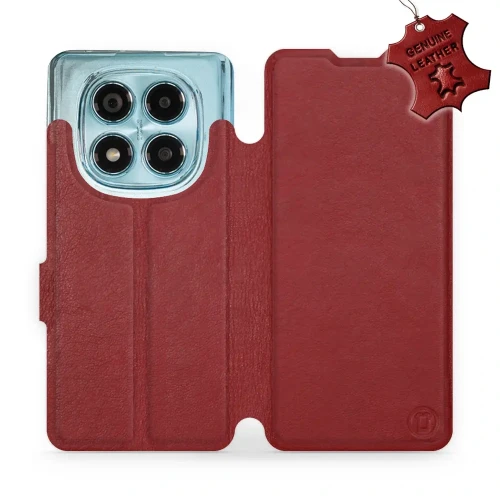 Etui z naturalnej skóry do Xiaomi Redmi Note 14 Pro 4G, Mobiwear Leather, ciemno-czerwone