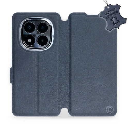 Etui z naturalnej skóry do Xiaomi POCO X7, Mobiwear Leather, granatowe