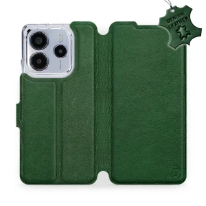 Etui z naturalnej skóry do Xiaomi Redmi Note 14 4G, Mobiwear Leather, zielone