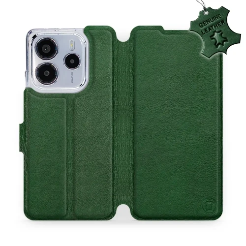 Etui z naturalnej skóry do Xiaomi Redmi Note 14 4G, Mobiwear Leather, zielone