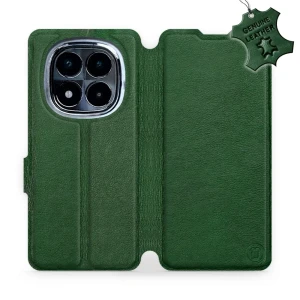 Etui z naturalnej skóry do Xiaomi POCO X7, Mobiwear Leather, zielone