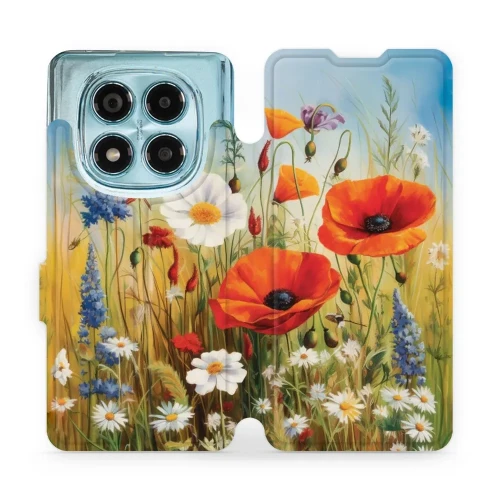 Etui z klapką do Xiaomi Redmi Note 14 Pro 4G, Mobiwear Book, łąkowe kwiaty
