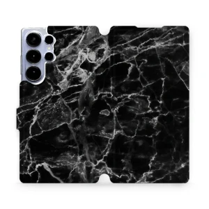 Etui z klapką do Galaxy S25 Ultra, Mobiwear Book, czarny marmur