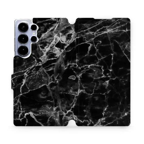 Etui z klapką do Galaxy S25 Ultra, Mobiwear Book, czarny marmur