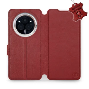 Etui z naturalnej skóry do Realme 14 Pro 5G, Mobiwear Leather, ciemno-czerwone