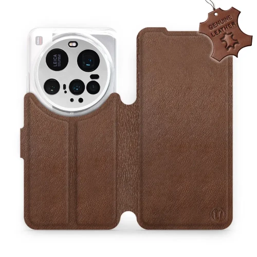Etui z naturalnej skóry do Xiaomi 15 Ultra, Mobiwear Leather, brązowe