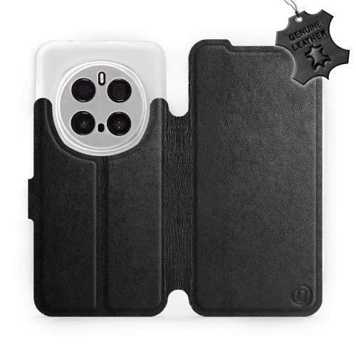 Etui z naturalnej skóry do Honor Magic7 Pro, Mobiwear Leather, czarne