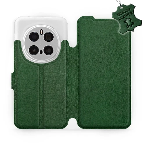 Etui z naturalnej skóry do Honor Magic7 Pro, Mobiwear Leather, zielone