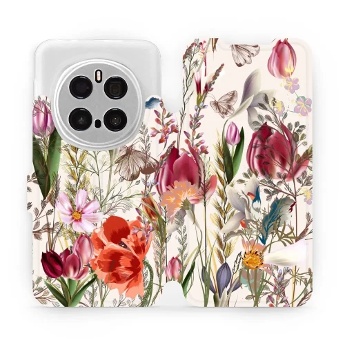Etui z klapką do Honor Magic7 Pro, Mobiwear Book, bukiet kwiatów