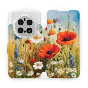 Etui z klapką do Honor Magic7 Pro, Mobiwear Book, łąkowe kwiaty