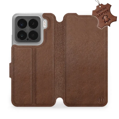 Etui z naturalnej skóry do Xiaomi 15, Mobiwear Leather, brązowe