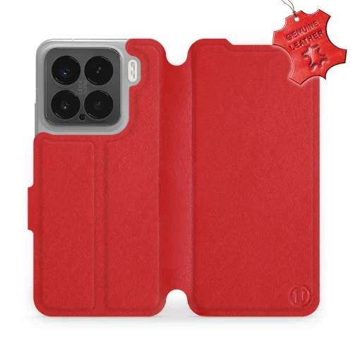 Etui z naturalnej skóry do Xiaomi 15, Mobiwear Leather, czerwone