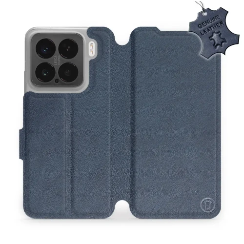 Etui z naturalnej skóry do Xiaomi 15, Mobiwear Leather, granatowe
