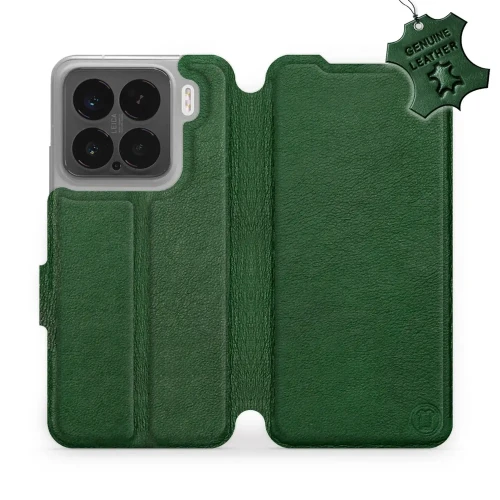 Etui z naturalnej skóry do Xiaomi 15, Mobiwear Leather, zielone