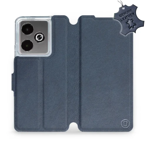 Etui z naturalnej skóry do Realme GT 7T, Mobiwear Leather, granatowe