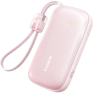 OUTLET: Powerbank z wyświetlaczem Baseus EnerFill FC21 20000mAh, 22.5W, USB-A, 1x USB-C, USB-A  + kabel USB-C - Lightning, różowy