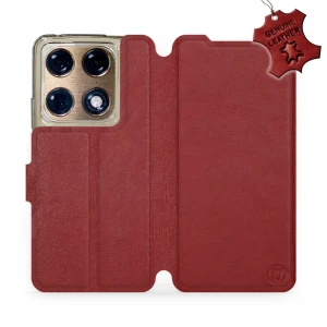 Etui z naturalnej skóry do Motorola Signature, Mobiwear Leather, ciemno-czerwone