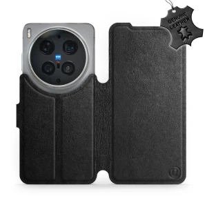Etui z naturalnej skóry do Vivo X300 Ultra, Mobiwear Leather, czarne