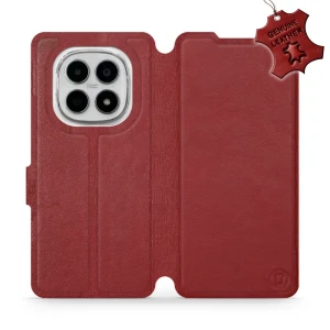 Etui z naturalnej skóry do Xiaomi Redmi Note 15 4G, Mobiwear Leather, ciemno-czerwone