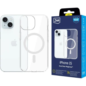Etui 3mk EverClear MagCase do MagSafe do iPhone 15, przezroczyste z białym magnesem