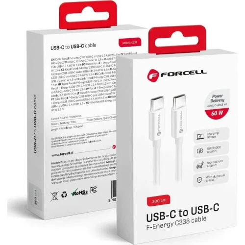 forcell-cabel-usb-c-do usb-c-qc-3a-20v-pd60w-c338-3m-white-01.jpg