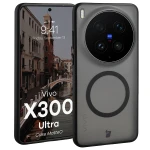 Etui z pierścieniem magnetycznym Bizon Case MatteO do Vivo X300 Ultra, przydymione-czarne