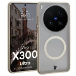 Etui z pierścieniem magnetycznym Bizon Case MatteO do Vivo X300 Ultra, przydymione-beżowe