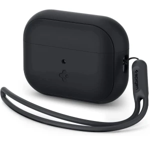 OUTLET: Etui Spigen Silicone Fit do Apple AirPods Pro 2, czarne + czarny pasek