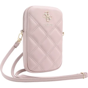 Torebka uniwersalna na telefon Guess 4G Quilted 18,5 x 13 cm, różowa