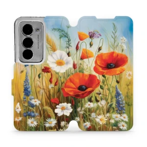 Etui z klapką do Xiaomi Redmi 15 4G, Mobiwear Book, łąkowe kwiaty