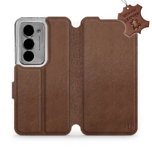 Etui z naturalnej skóry do Xiaomi Redmi 15 4G, Mobiwear Leather, brązowe