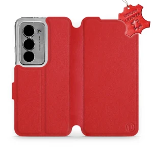 Etui z naturalnej skóry do Xiaomi Redmi 15 4G, Mobiwear Leather, czerwone