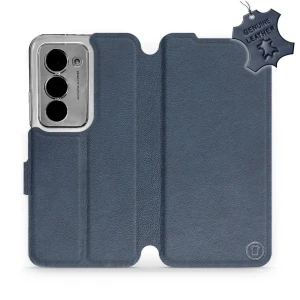 Etui z naturalnej skóry do Xiaomi Redmi 15 4G, Mobiwear Leather, granatowe