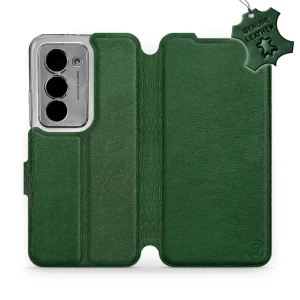 Etui z naturalnej skóry do Xiaomi Redmi 15 4G, Mobiwear Leather, zielone