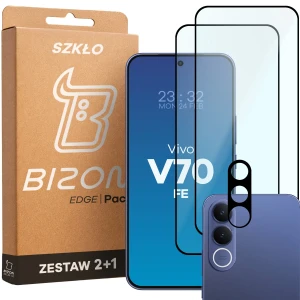 2x Szkło + szybka na aparat Bizon Glass Edge Pack do Vivo V70 FE 5G