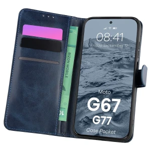 Etui z klapką Bizon Case Pocket do Motorola Moto G67 5G / G77 5G, granatowe