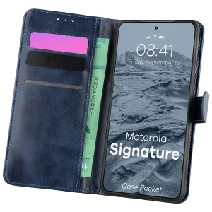 Etui z klapką Bizon Case Pocket do Motorola Signature, granatowe
