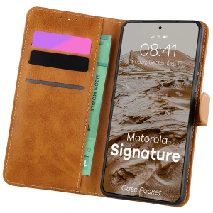Etui z klapką Bizon Case Pocket do Motorola Signature, brązowe