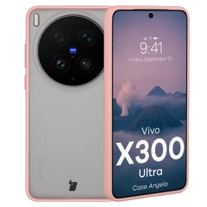Etui Bizon Case Angelo do Vivo X300 Ultra, półprzezroczyste z jasnoróżową ramką