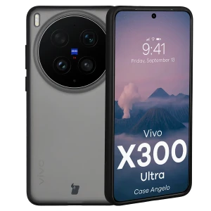 Etui Bizon Case Angelo do Vivo X300 Ultra, przydymione z czarną ramką