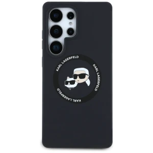 OUTLET: Etui Karl Lagerfeld Hard Case Silicone Karl & Choupette Heads Ring MagSafe do Galaxy S25 Ultra, czarne