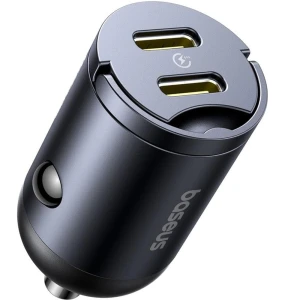 OUTLET: Ładowarka samochodowa Baseus Tiny Star PD 30W, 2x USB-C, czarna 