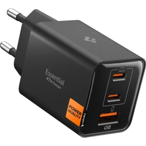 OUTLET: Ładowarka sieciowa GaN 2x USB-C / 1x USB-A, 47W, Spigen Essential EE473EU, czarna
