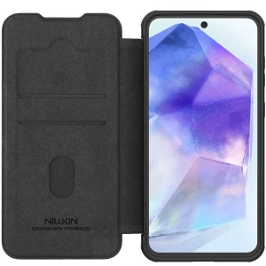 OUTLET: Etui z klapką i ochroną aparatu Nillkin Qin Pro do Galaxy A56 5G, czarne