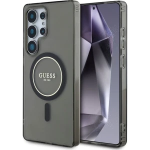 OUTLET: Etui Guess Glitter Circle Classic Logo do MagSafe do Galaxy S25 Ultra, czarne